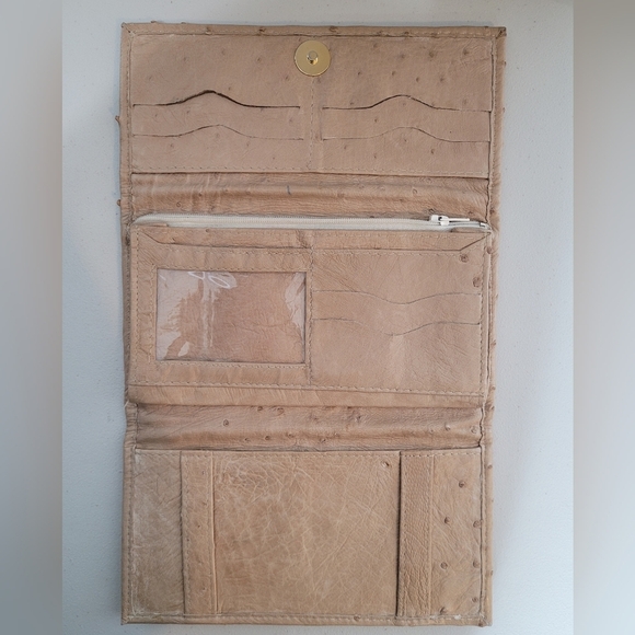 Ostrich Leather Women's Tri-Fold Wallet - Picture 4 of 11